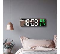 Réveil numérique, réveil LED numérique grand écran LED, horloge murale numérique avec affichage de la température vert