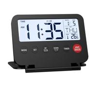 Réveil Numérique, Réveil Pliable Portable, Réveil de Voyage Multifonction, 12/24H, Rétroéclairage Doux, ℃/℉, Snooze