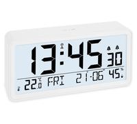 Réveil numérique - Réveil radiocommandé - Très grands chiffres - Blanc - 18,7 x 4,8 x 9,2 cm - Pour la chambre à coucher