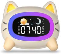 Réveil Numérique - UPLAYTECK - Horloge de Chat - 5 Lumières - 7 Sons - Double Alarme