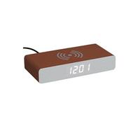 Anytime 40-2H-103 Réveil numérique LED Chargeur à Induction Bois Beige et Orange Abricot H3 x 7,6 x 16 cm