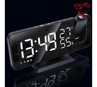 Réveil par projection - Réveil numérique avec projection - Horloge avec connexion USB - Avec affichage LED - Avec variateur automatique pour adapter la luminosité de la projection