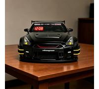 Réveil pour voiture télécommandée, réveil numérique LED rechargeable en forme d'hypercar, son de moteur réaliste, effets de lumière d'échappement à gicleur d'eau, décoration de bureau créative en