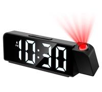 Réveil projecteur avec un écran LED géant de 7,9 pouces, fonction de mémorisation en cas de coupure de courant et projection à 180°
