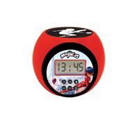 Lexibook Miraculous Ladybug Chat Noir, Réveil projecteur avec Fonction Alarme et répétition Snooze, veilleuse avec minuterie, écran LCD, à Piles, Rouge/Noir, RL977MI