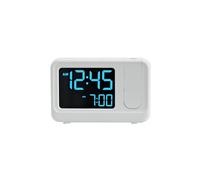 Réveil Projecteur Multifonctionnel Numérique, Simple, avec Écran LCD, Réveil Électronique de Chevet Silencieux, Blanc