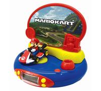 Lexibook, Mario Kart réveil projecteur, Veilleuse intégrée, Projection de l'heure au Plafond, Effets sonores, à Piles, Rouge/Bleu, RP500NI