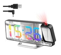 Réveil Projecteur Plafond, Radio Réveil Projection Plafond 180° Réglable | avec Écran LED, Température, Affichage 12H/24H, Chiffres Colorés Horloge Numérique Alarme pour Chambre