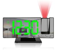 Reveil Projecteur Plafond, Réveil Numérique Projecteur 180°, Horloge Digitale LED avec Grand Écran, 3 Niveaux de Luminosité