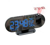 Réveil radio grand écran LED avec projection miroir, horloge électronique photosensible