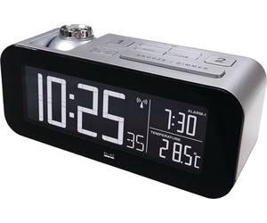 Réveil radiocommandé LCD argent/noir