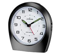 Réveil radioguidé Atrium A620-7 - Mouvement analogique à quartz - Sans tic-tac - Design classique - Noir mat
