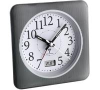 TFA Dostmann Réveil radiopiloté 60.1502.10 – Analogique, affichage température, 1 alarme, gris/blanc