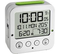 TFA Dostmann réveil Digital Bingo, 60.2528.54, avec Horloge Radio-pilotée, 2 alarmes programmables, température intérieure, argenté