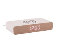 Réveil Rétro Flat Karlsson affichage led chargeur à induction coque en bois