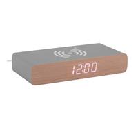 Réveil Rétro Flat Karlsson affichage led chargeur à induction coque en bois