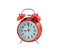 Réveil rétro, horloge de chevet à l'ancienne, modèle à double cloche sans tic-tac, rouge.
