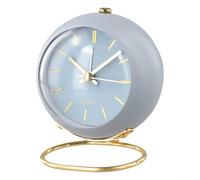 Réveil silencieux avec veilleuse lumineuse, horloge de table minimaliste en métal pour chevet ou bureau d'étudiant, grand pour un affichage facile à lire, fonctionnement silencieux (bleu)