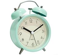 Réveil silencieux en métal avec cadran lumineux et fonction veilleuse, pour enfants, étudiants, chambre à coucher, bureau, design compact, couleur vert macaron (vert macaron)