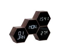 Réveil six hexagonale marron effet bois
