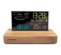 Thomson Réveil station météo CT610 Bois foncé LCD Température Hygrométrie Double alarme USB-C
