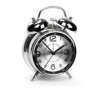 Réveil super puissant pour adultes gros dormeurs, double cloche rétro 4 pouces, silencieux, sans tic-tac, à quartz avec rétroécl
