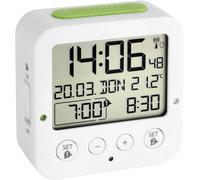 TFA Dostmann réveil Digital Bingo, 60.2528.02, avec Horloge Radio-pilotée, 2 alarmes programmables, température intérieure, Blanc