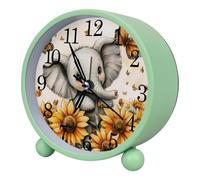 Réveil tournesol éléphant silencieux sans tic-tac avec veilleuse