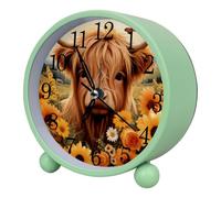 Réveil Vache Highland Tournesol Silencieux Sans tic-Tac avec Veilleuse