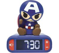 Réveil Veilleuse Digital Captain America, 3D Lumineux et Sonore, 6 Sonneries, Écran LCD Rétroéclairé, Fonction Snooze, Pour Enfant