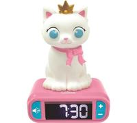 Réveil Veilleuse Digital LEXIBOOK Chat, 3D Lumineux et Sonore, Blanc et Rose, Écran LCD, Effets Sonores Chat, Fonction Snooze