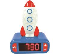 Réveil Veilleuse Digital LEXIBOOK Fusée, 3D Lumineux et Sonore, Bleu Blanc Rouge, Enfant
