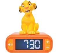 Lexibook, Disney Le Roi Lion, Réveil veilleuse Simba, Sons et mélodies, Ecran LCD rétro-éclairé, Lumineux, Snooze, Jaune/Orange, RL800AN