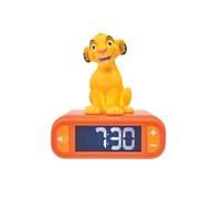 Lexibook, Disney Le Roi Lion, Réveil veilleuse Simba, Sons et mélodies, Ecran LCD rétro-éclairé, Lumineux, Snooze, Jaune/Orange, RL800AN