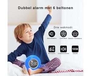 Réveille-matin - Réveil pour enfants - Réglable en différentes lumières - Veilleuse sans fil