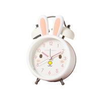 Réveils enfants mignon lapin réveil silencieux sans tic-tac horloge veilleuse horloge de voyage, horloge numérique à piles (couleur : blanc)