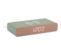 Réveils - Karlsson : Réveil Rétro Flat Karlsson affichage led chargeur à induction coque en bois - Vert Vert