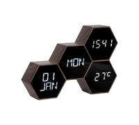 Karlsson - Réveil Six 4 facettes hexagonale - Marron effet bois - Six Marron G