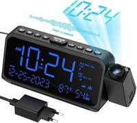 Réveils numériques avec projection, chargeur USB, radio FM, chambre à coucher