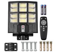 Réverbère solaire Lampe de rue Applique murale extérieure Lampes solaires Led pour extérieur Avec détecteur de mouvement Télécommande 40000lm, 576Leds, Blanc froid 6500k