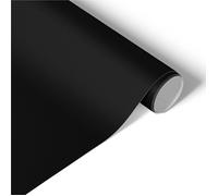 Revêtement adhésif Noir uni 65x130 Film adhésif pour meuble noir mat papier adhésif meuble vinyle décoratif autocollant monochrome