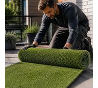 Revêtement de gazon synthétique, gazon artificiel, surface durable et souple, couleur verte