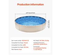 Revêtement de Piscine Ronde Doublure Durable Style Chevauchement 549x147cm
