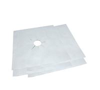Revêtement de Plaque de Cuisson à Gaz 8 Pièces 27x27cm Argenté | Protege Plaque Cuisson, Feuilles Antiadhésives en Ptfe et Résine, Trou Central Prédécoupé, Réutilisables pour Four
