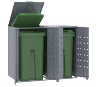Revêtement de poubelle en acier gris 138 x 79 x 117 cm, double boîte à poubelles avec mécanisme de couvercle et portes avant avec fermeture magnétique, acier revêtu par pulvérisation