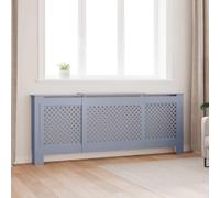 Revêtement de radiateur en MDF gris 142-205 cm réglable avec sommier à lattes, surface d'étagère pour salon, accessoire de radiateur robuste pour radiateurs plats et radiateurs à côtes