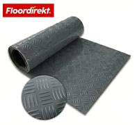 Revêtement de sol en PVC Floordirekt Bullet, aspect tôle ondulée, 110 x 350 cm, antidérapant et facile d'entretien, vendu au mètre, pour garage et atelier, entrepôt, anthracite