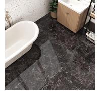 Revêtement de sol PVC adhésif noir cir parquet stratifié encastré effet marbre adhésif sol salle de bains 4