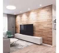 Revêtement Mural Bois Natural | 18 panneaux muraux en Chêne Nature : 1 m² | Lambris Bois Plaquette de Parement Bois intérieur | Wooden