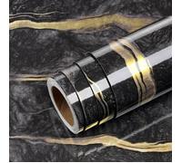 Revêtement Plan de Travail Adhésif Marbre Noir et Or Imperméable Credence Adhesive pour Cuisine Effet Marbre Rouleau Adhesif